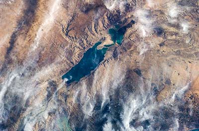 съемка со спутника NASA, территория Мертвого Моря, Иордания, Израиль.